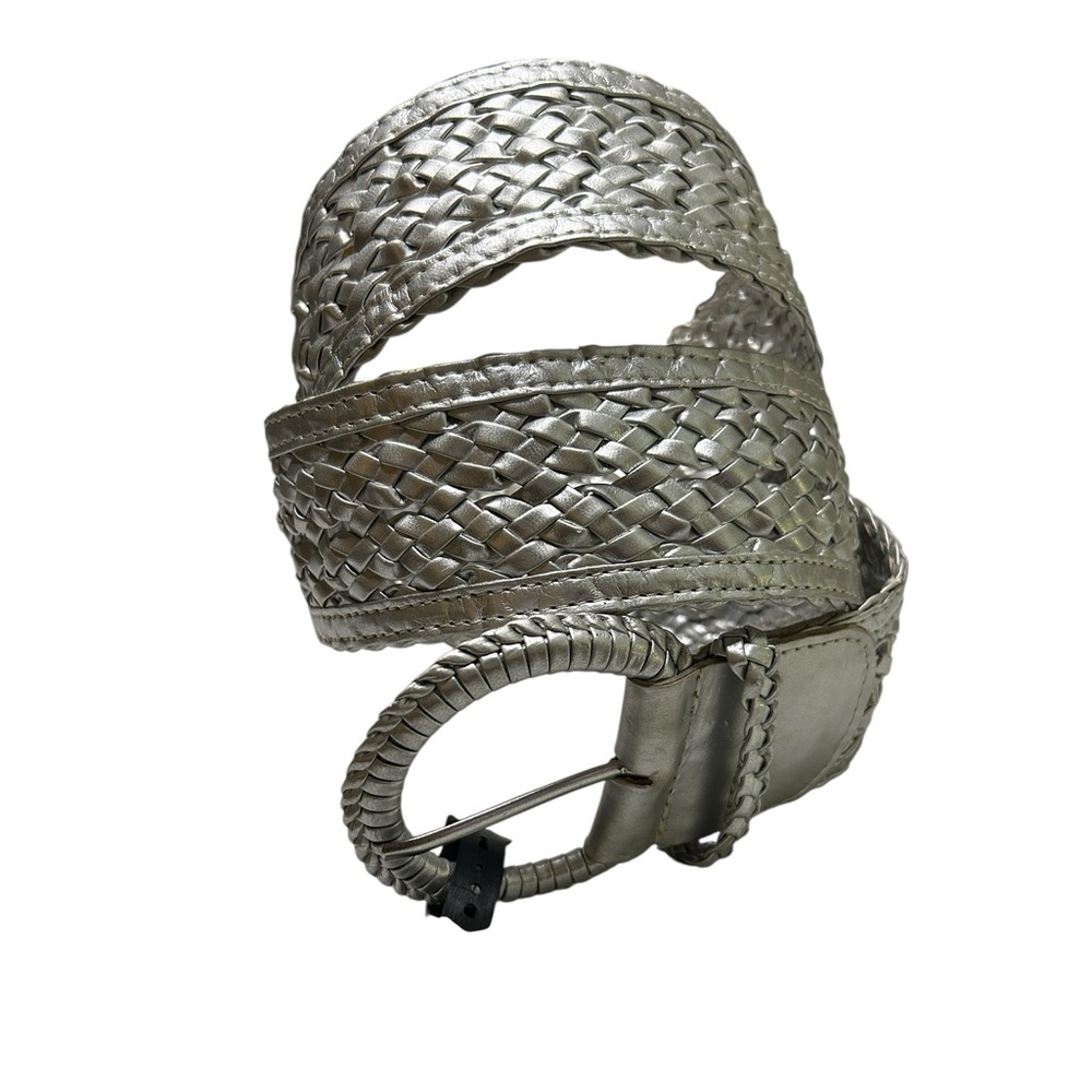 NWT Wide Silver Braided Women's Belt M/L 45” | Work Wear, Party, Club Fashion